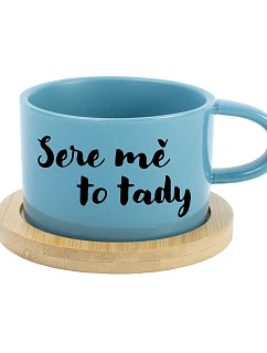 SERE ME THIS WAY - modrý hrnček s makrónkou 200 ml