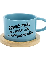 RANNÁ KÁVA BEZ KÁVY - modrý pohár s makrónkou 200 ml