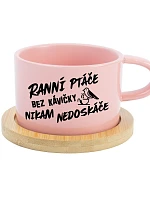 RANNÁ KÁVA BEZ KÁVY - ružový pohár s makrónkou 200 ml