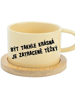 BYŤ TAK KRÁSNY JE PRÍLIŠ ŤAŽKÉ - žltý pohár na makrónky 200 ml