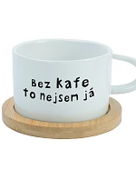 BEZ KÁVY TO NIE SOM JA - biely hrnček s makrónkou 200 ml