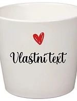 Biely keramický kvetináč s vlastným textom - veľký