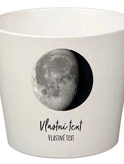 Bílý keramický květináč s měsíční fází - velký