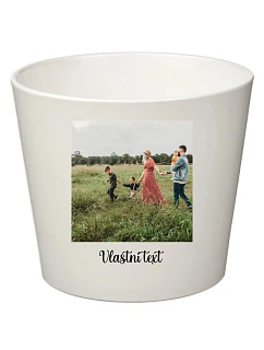 Bílý keramický květináč s fotografií - malý