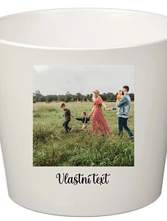 Bílý keramický květináč s fotografií - velký