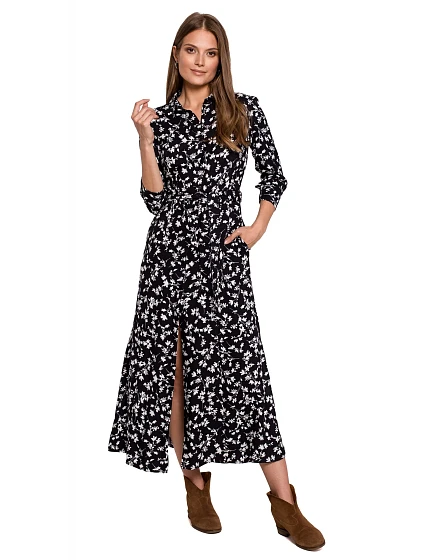 Dámské šaty model 18628046 Model 1 Černá s bílou - Makover