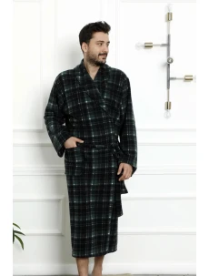 Pánsky župan 1007 zelené káro - CoCoon