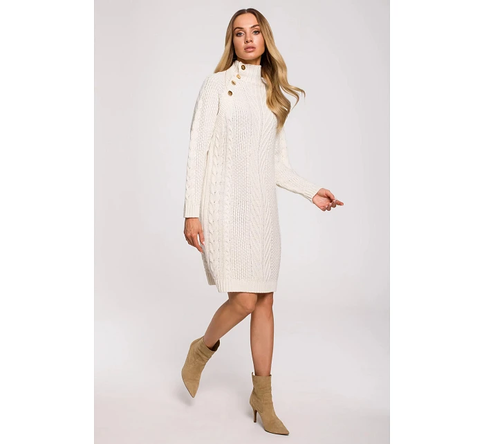 Dámské svetrové šaty model 19358946 béžové - Made Of Emotion Dámské svetrové šaty model 19358946 béžové - Made Of Emotion