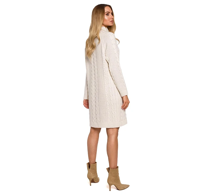 Dámské svetrové šaty model 19358946 béžové - Made Of Emotion Dámské svetrové šaty model 19358946 béžové - Made Of Emotion