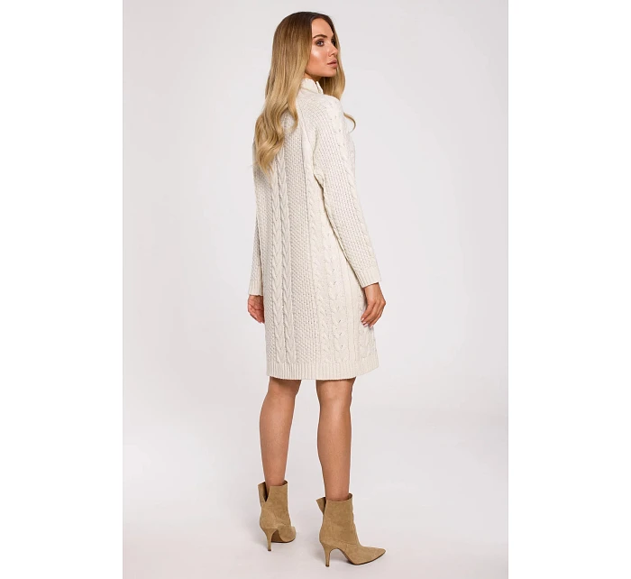 Dámské svetrové šaty model 19358946 béžové - Made Of Emotion Dámské svetrové šaty model 19358946 béžové - Made Of Emotion