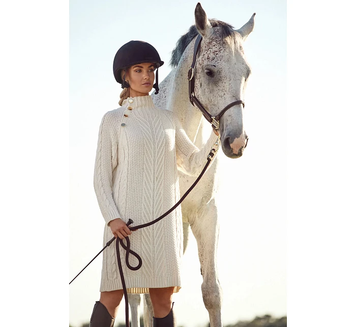 Dámské svetrové šaty model 19358946 béžové - Made Of Emotion Dámské svetrové šaty model 19358946 béžové - Made Of Emotion