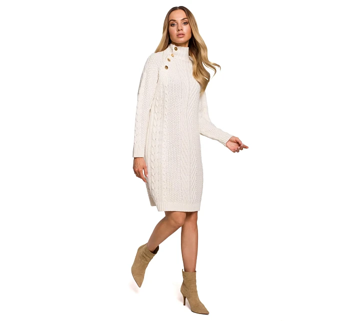 Dámské svetrové šaty model 19358946 béžové - Made Of Emotion Dámské svetrové šaty model 19358946 béžové - Made Of Emotion