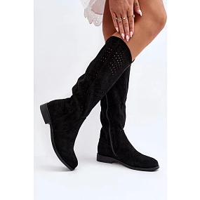 Ažurové kozačky černé Step in style model 20275045 - Inello Ažurové kozačky černé Step in style model 20275045 - Inello