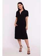 Košeľové šaty B282 čierne - BeWear