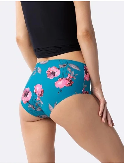 Dámské kalhotky model 20576771 maxi Wild Rose petrolejová se vzorem - Julimex