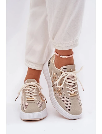 Dámská sportovní obuv YY-157 béžová s bílou - Step in style