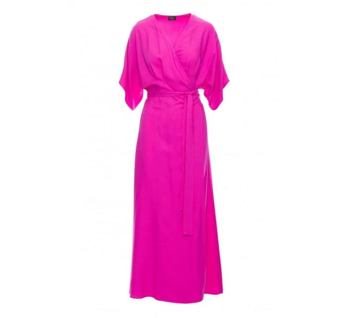 Dámske zavinovacie šaty S406 Tmavo ružová - Stylove Dámske zavinovacie šaty S406 Tmavo ružová - Stylove