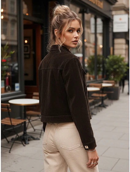 Dámská semišová bunda model 22022614 Tmavě hnědá Fashion Street - FashionStreet