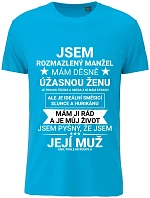Pánske bavlnené tričko s potlačou - I AM A CUTE MAN - tyrkysové