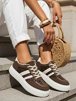 Dámské kožené tenisky ZY1392 LA351P hnědé- FashionStreet