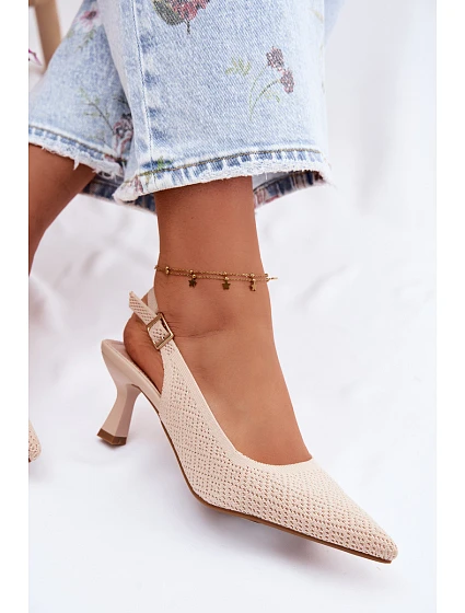 Textilní sandály  béžové model 22261643 - SWEET SHOES