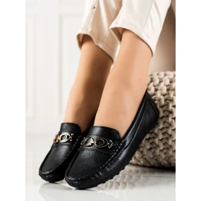 Luxusné dámske čierne mokasíny bez podpätku Luxusné dámske čierne mokasíny bez podpätku