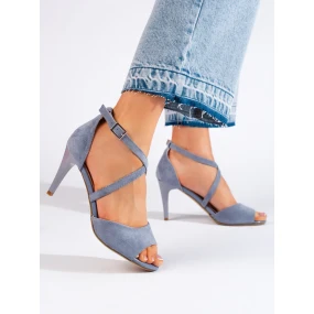 Pohodlné modré sandále pre ženy na ihlovom podpätku Pohodlné modré sandále pre ženy na ihlovom podpätku
