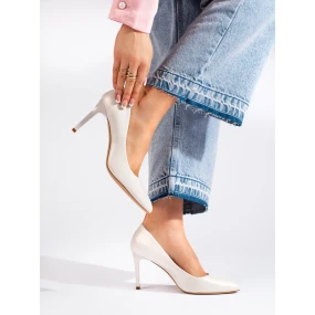 Stylové lodičky bílé dámské na jehlovém podpatku Stylové lodičky bílé dámské na jehlovém podpatku
