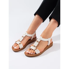 Pohodlné biele sandále na podpätku pre ženy Pohodlné biele sandále na podpätku pre ženy