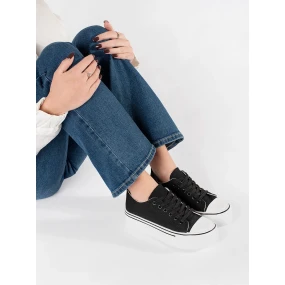 Luxusní dámské černé  tenisky platforma