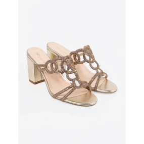 Originálne dámske zlaté ponožky na širokom podpätku