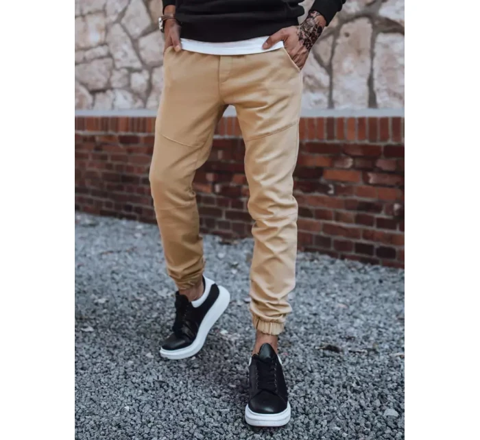 Pánske tepláky jogger béžové FashionStreet UX3301 Pánske tepláky jogger béžové FashionStreet UX3301