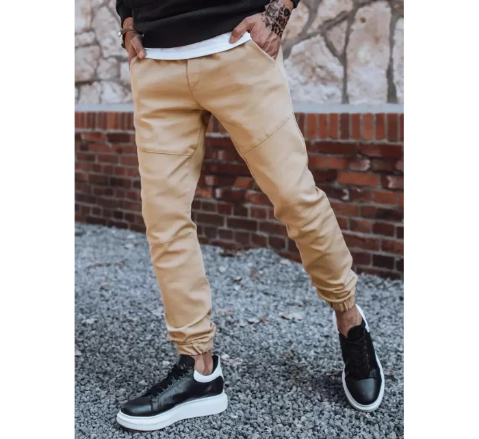 Pánske tepláky jogger béžové FashionStreet UX3301 Pánske tepláky jogger béžové FashionStreet UX3301