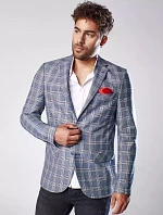 Pánska tmavomodrá kockovaná bunda FashionStreet MX0566