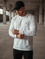 FashionStreet pánske biele tričko s dlhým rukávom LX0537