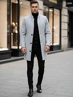 Pánsky jednoradový kabát sivý FashionStreet CX0428