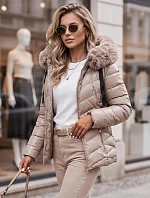 Dámska prešívaná zimná bunda s kapucňou MIRIAL béžová FashionStreet TY3770