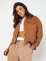 Dámska nadrozmerná džínsová bunda MOLI camel FashionStreet TY4130