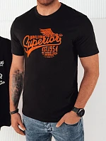 Pánske bavlnené tričko s potlačou čierne FashionStreet RX5366