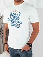 Pánske bavlnené tričko s potlačou biele FashionStreet RX5369