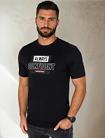 Pánske bavlnené tričko s potlačou čierne FashionStreet RX5407