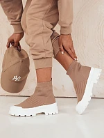Dámske ponožkové topánky ORCE beige FashionStreet ZY0471