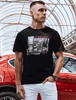 Pánske bavlnené tričko s potlačou čierne FashionStreet RX5464