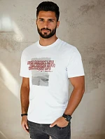 Pánske biele tričko s potlačou FashionStreet RX5487