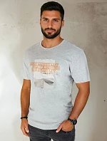 Pánske sivé tričko s potlačou FashionStreet RX5488