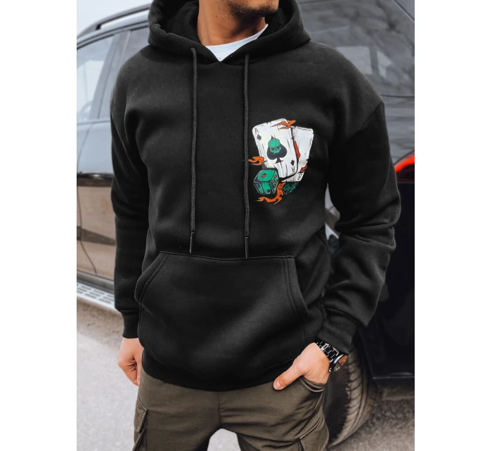 Pánska mikina s potlačou čierna FashionStreet BX5666 Pánska mikina s potlačou čierna FashionStreet BX5666