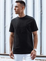 Pánske bavlnené tričko s aplikáciou čierne FashionStreet RX5517