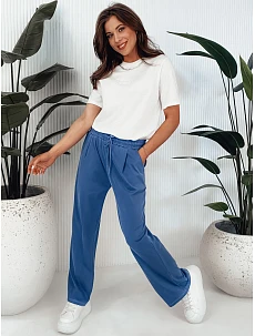 Dámske nohavice so širokými nohavicami ASTERS navy blue FashionStreet UY2034