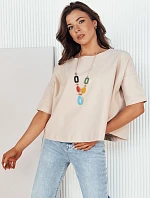 Dámska oversize blúzka s ozdobným náhrdelníkom BULS beige FashionStreet RY2505