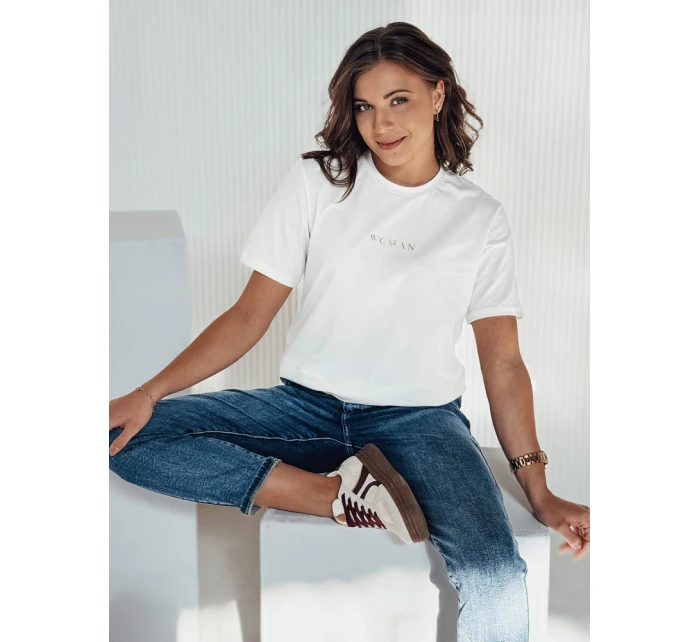 Dámské tričko ecru model 21976414 - Dstreet Dámské tričko ecru model 21976414 - Dstreet